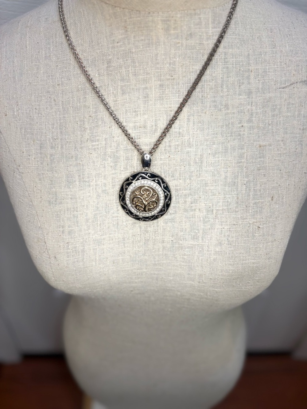 ✨ Tree of Life Pendant Necklace & Earring Set | Mixed Metal Crystal Halo
